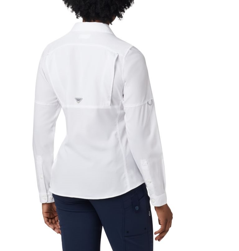Women's Columbia PFG Lo Drag Long Sleeve Shirts White | CA-Y6485