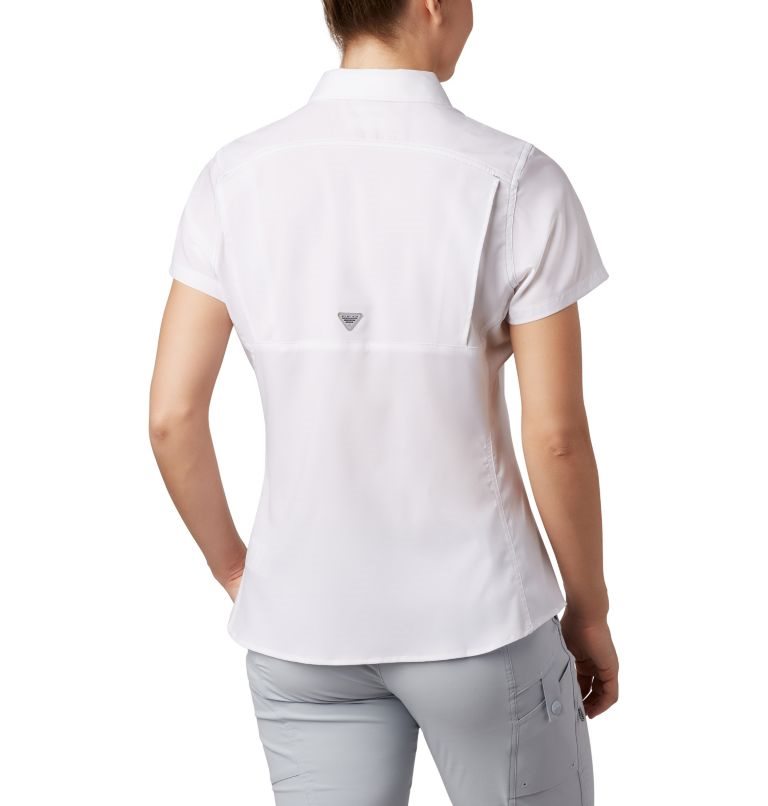 Women's Columbia PFG Lo Drag Short Sleeve Shirts White | CA-A610A