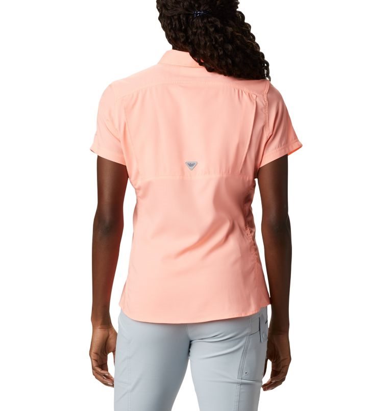 Women's Columbia PFG Lo Drag Short Sleeve Shirts Pink | CA-BA4C8