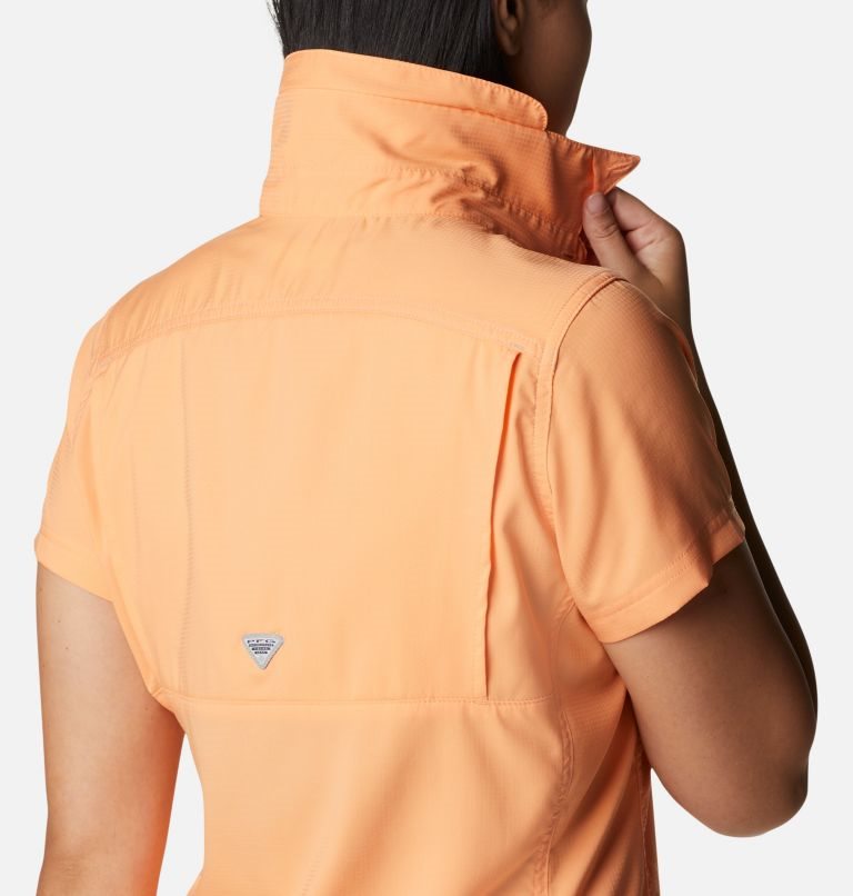 Women's Columbia PFG Lo Drag Short Sleeve Shirts Orange | CA-G1534