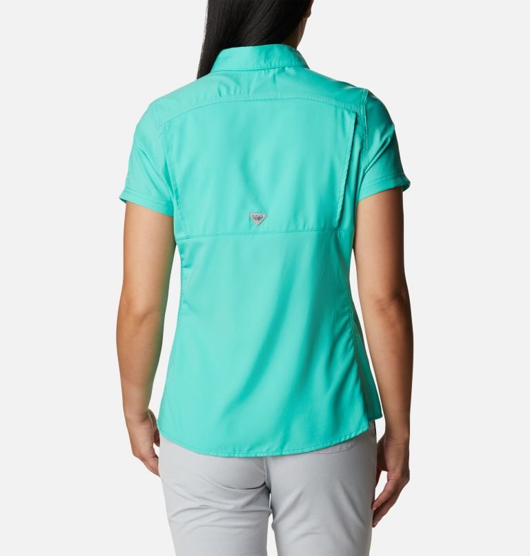 Women's Columbia PFG Lo Drag Short Sleeve Shirts Turquoise | CA-J403L