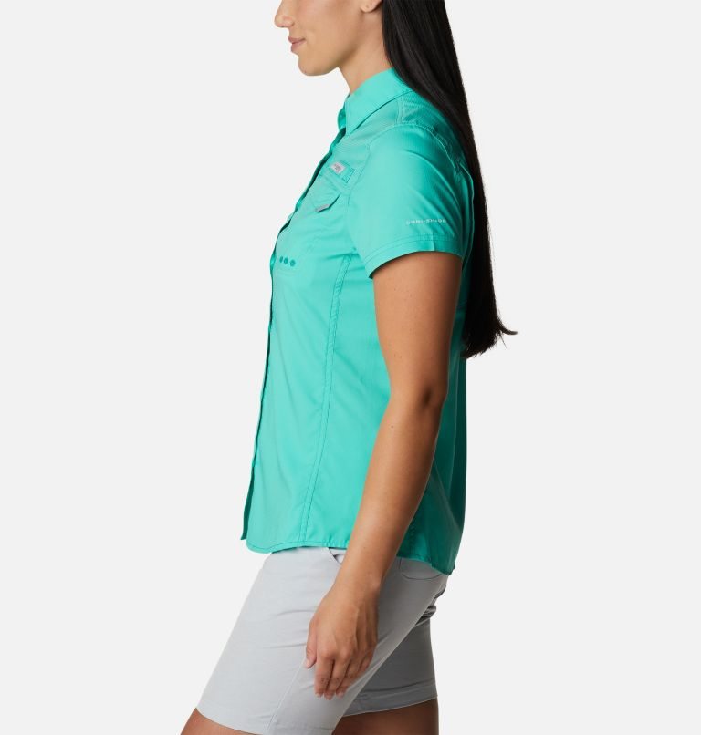 Women's Columbia PFG Lo Drag Short Sleeve Shirts Turquoise | CA-J403L