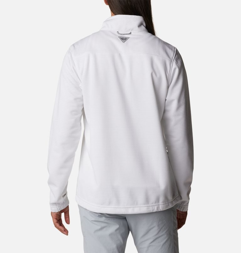 Women's Columbia PFG Skiff Guide Fleece Sweatshirts White | CA-Y81LC
