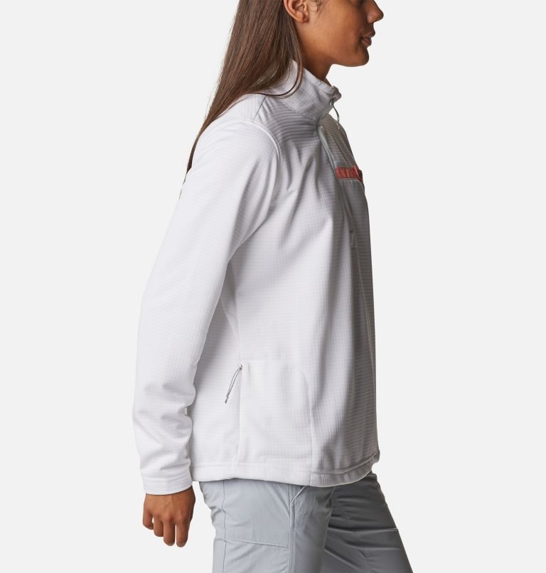 Women's Columbia PFG Skiff Guide Fleece Sweatshirts White | CA-Y81LC