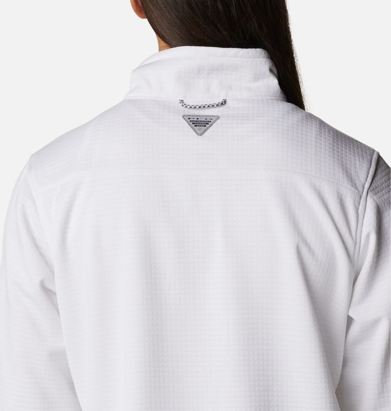Women's Columbia PFG Skiff Guide Fleece Sweatshirts White | CA-Y81LC