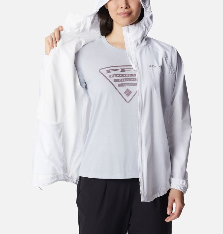 Women's Columbia PFG Skiff Guide Jackets White | CA-F6ALC
