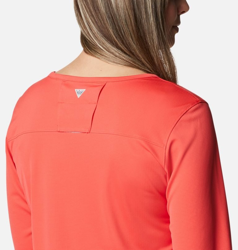 Women's Columbia PFG Skiff Guide Knit Long Sleeve Sweatshirts Red | CA-A650L