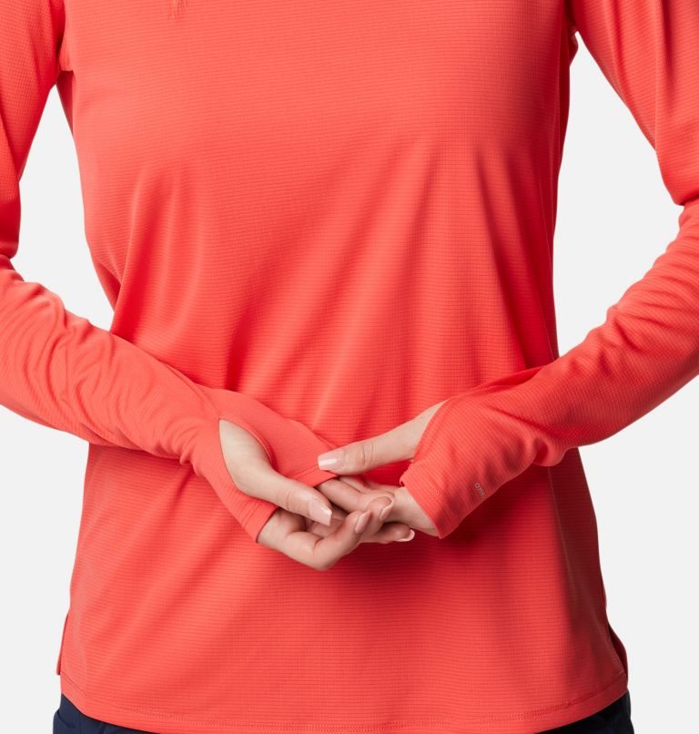 Women's Columbia PFG Skiff Guide Knit Long Sleeve Sweatshirts Red | CA-A650L