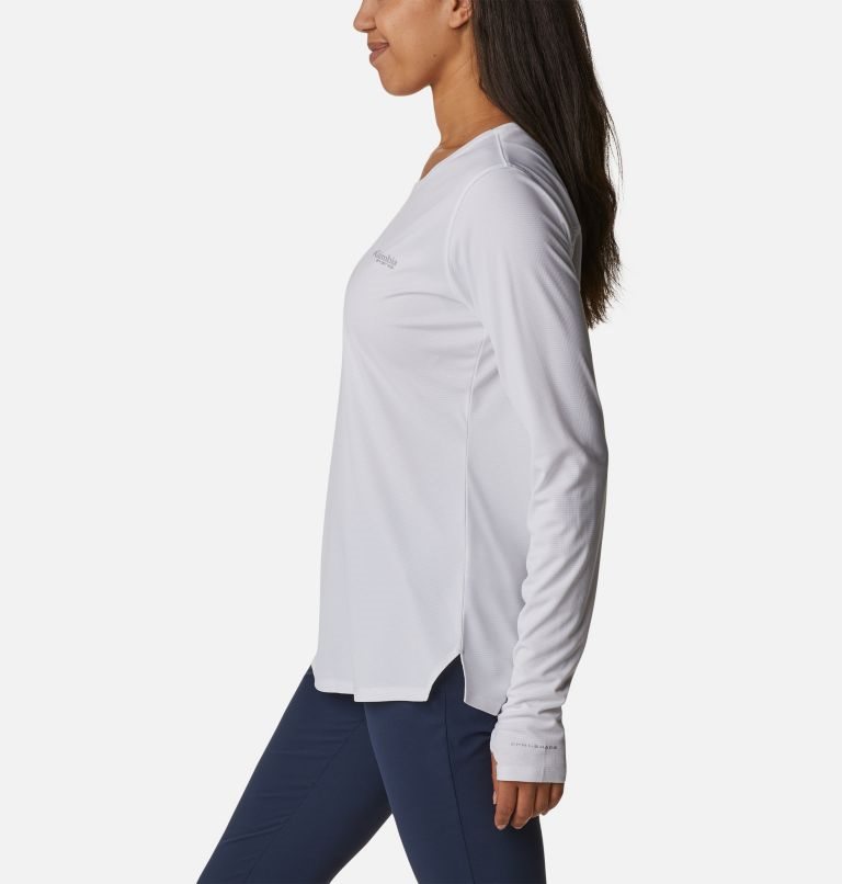 Women's Columbia PFG Skiff Guide Knit Long Sleeve Sweatshirts White | CA-W81L3