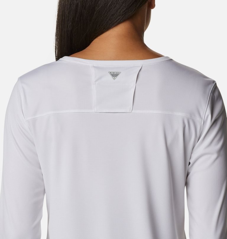 Women's Columbia PFG Skiff Guide Knit Long Sleeve Sweatshirts White | CA-W81L3