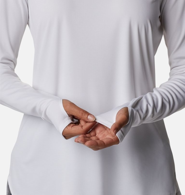 Women's Columbia PFG Skiff Guide Knit Long Sleeve Sweatshirts White | CA-W81L3