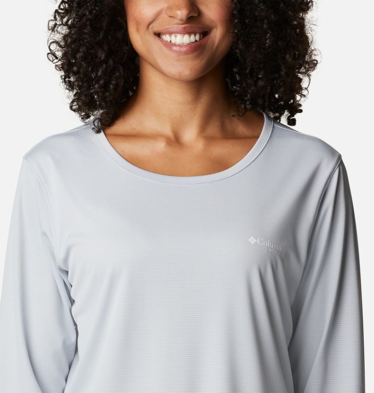 Women's Columbia PFG Skiff Guide Knit Long Sleeve Sweatshirts Light Grey | CA-YA85L