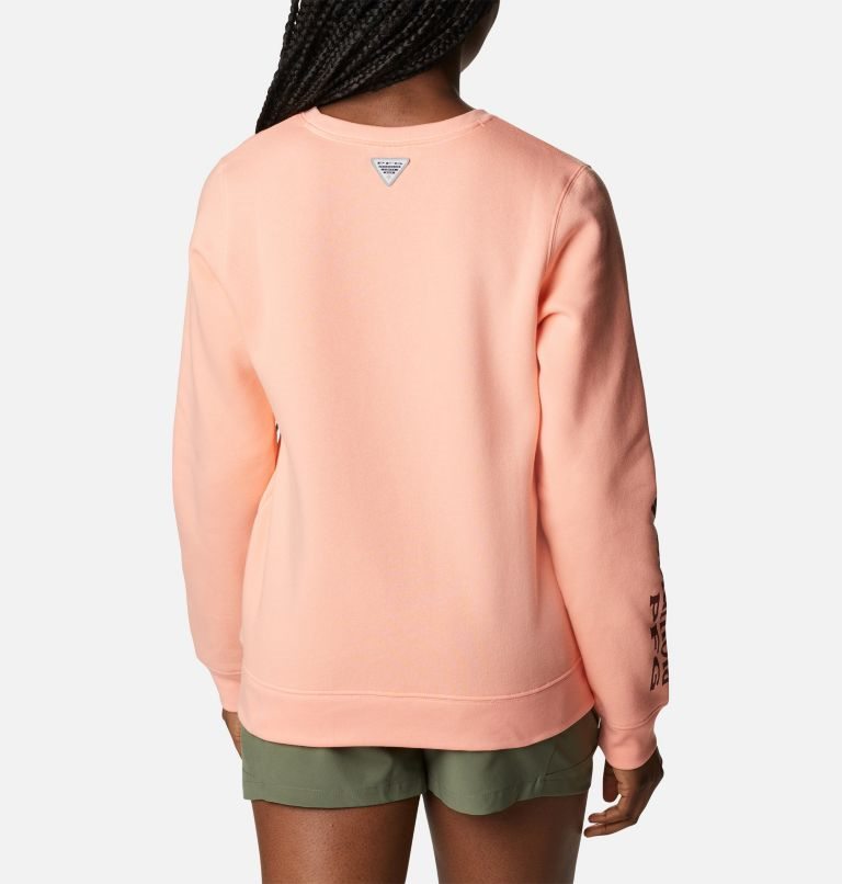Women's Columbia PFG Slack Water Crew Sweatshirts Pink | CA-E03A6