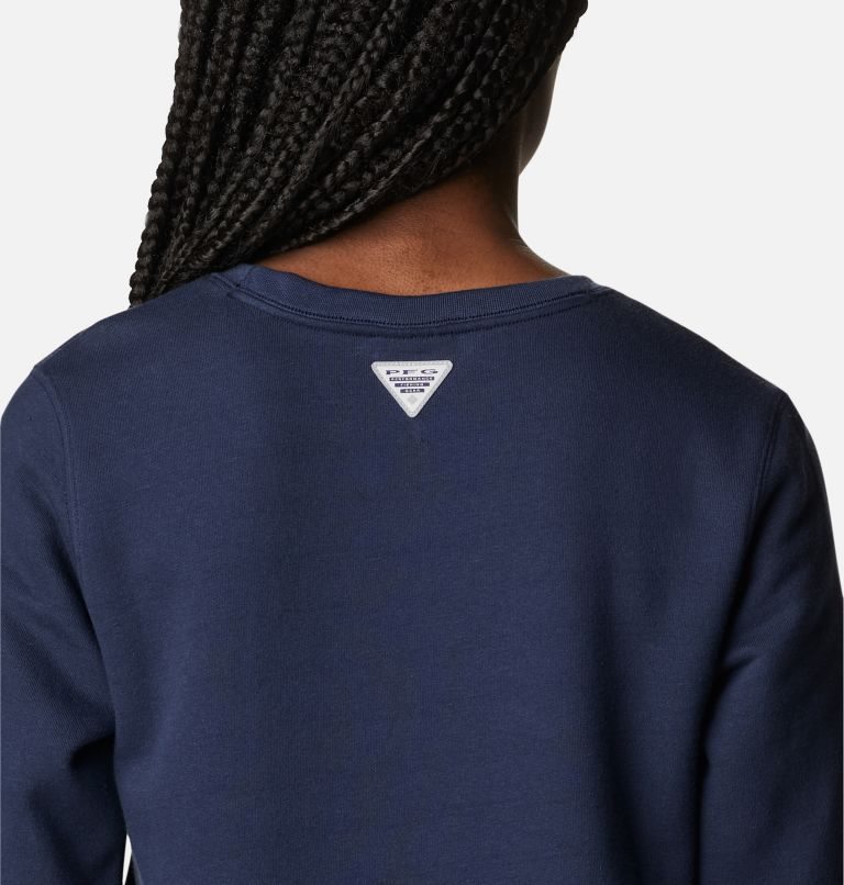 Women's Columbia PFG Slack Water Crew Sweatshirts Navy | CA-ECL83
