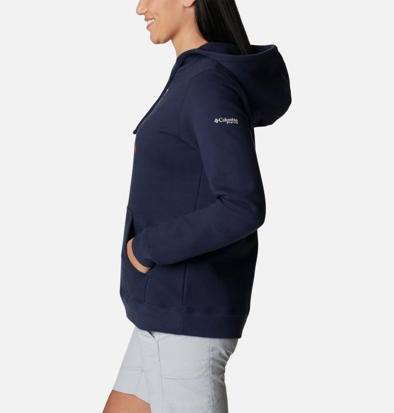 Women's Columbia PFG Slack Water Graphic Hoodie Navy | CA-C4860