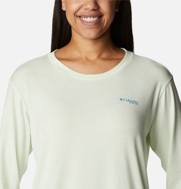 Women's Columbia PFG Slack Water Graphic Long Sleeve Sweatshirts Mint | CA-H0615