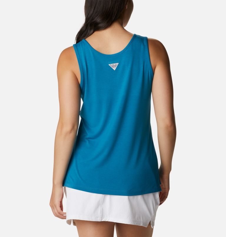 Women's Columbia PFG Slack Water Knit II Tanks Blue | CA-H6ALC