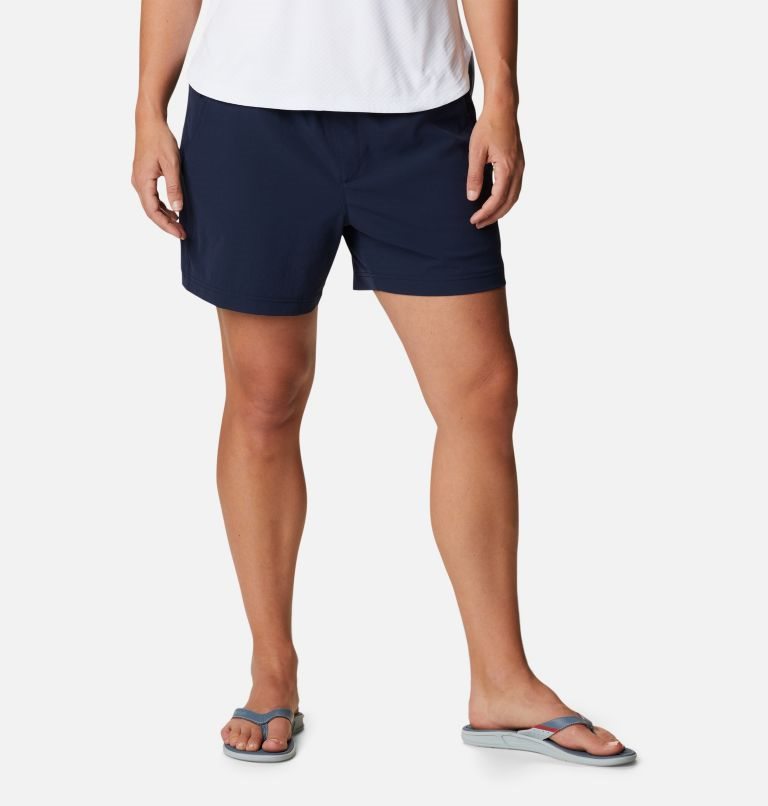 Women\'s Columbia PFG Slack Water Woven Shorts Navy | CA-S3A05