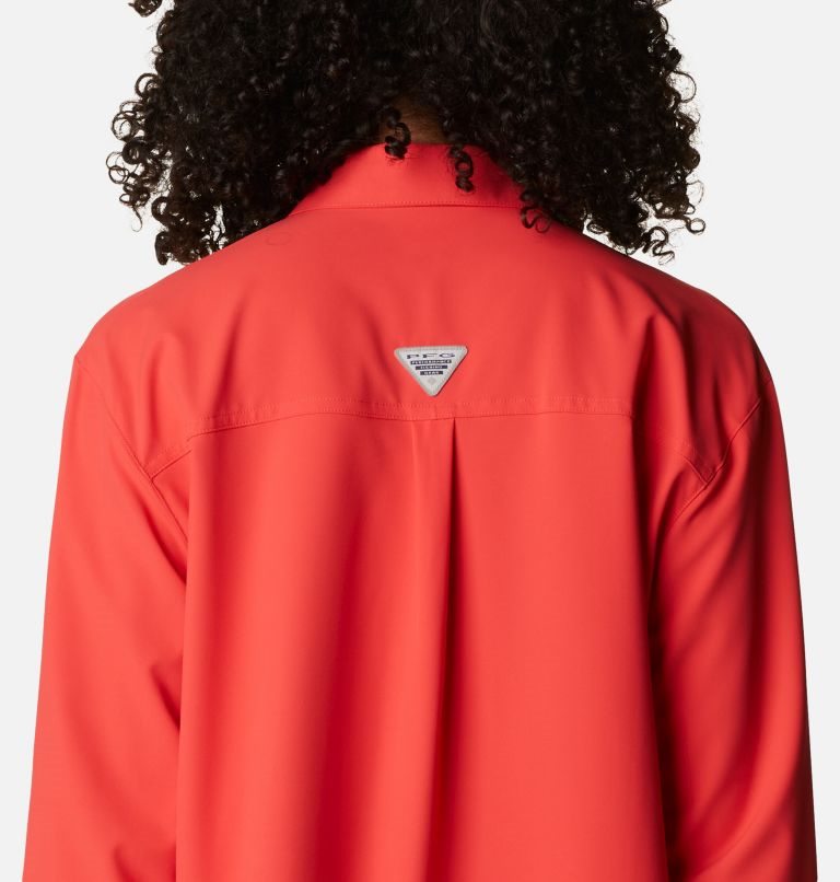 Women's Columbia PFG Sun Drifter Woven Long Sleeve Shirts Red | CA-A45A0