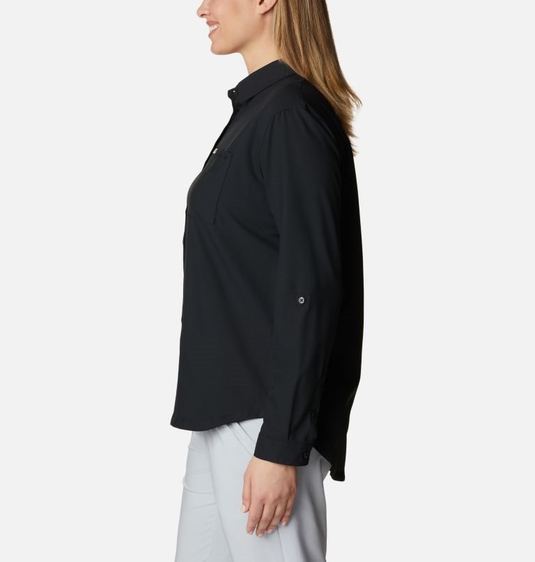 Women's Columbia PFG Sun Drifter Woven Long Sleeve Shirts Black | CA-I8L65