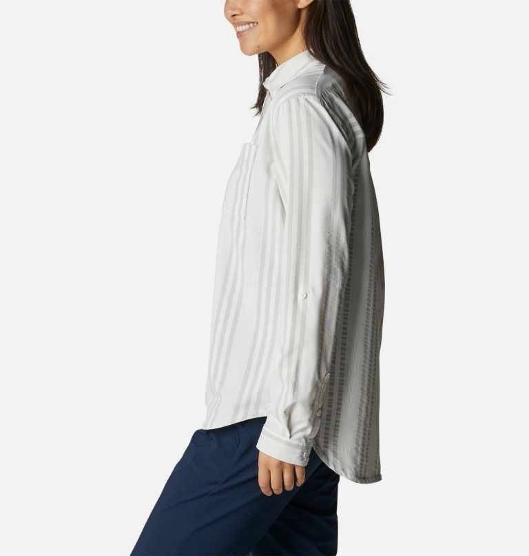 Women's Columbia PFG Sun Drifter Woven Long Sleeve Shirts Stripe | CA-T816A
