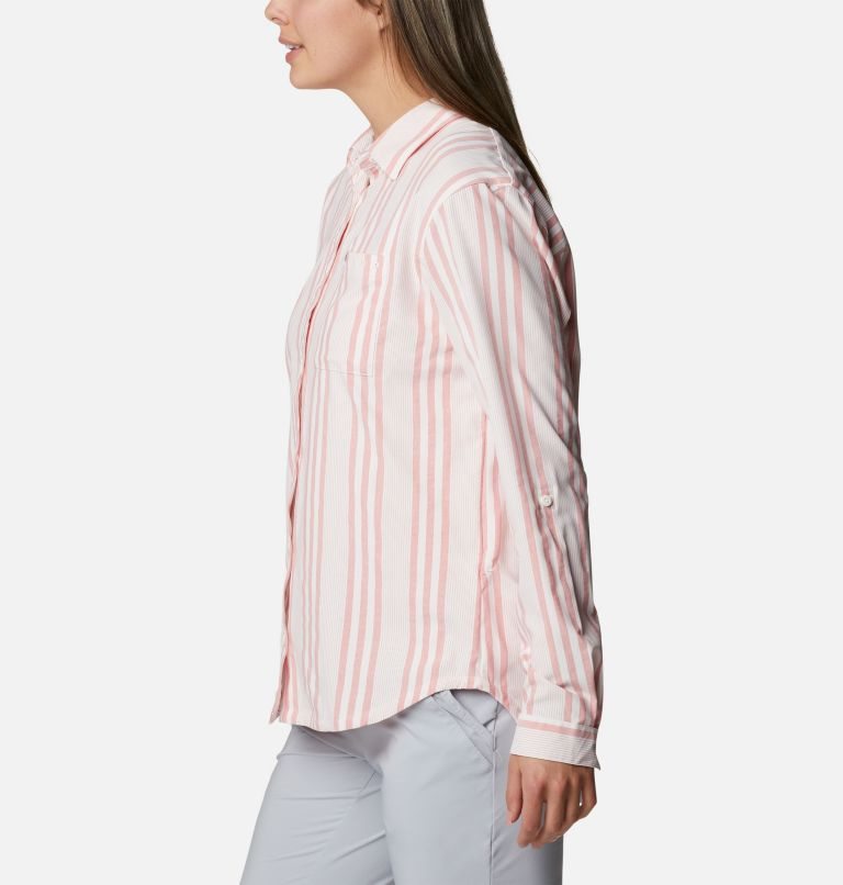 Women's Columbia PFG Sun Drifter Woven Long Sleeve Shirts Stripe | CA-YLC56