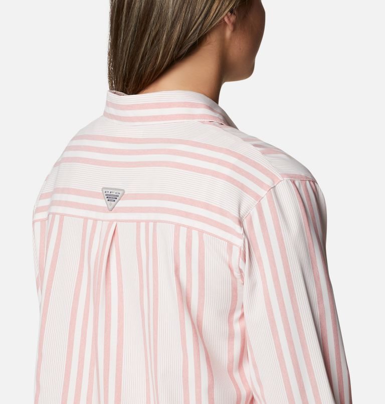 Women's Columbia PFG Sun Drifter Woven Long Sleeve Shirts Stripe | CA-YLC56