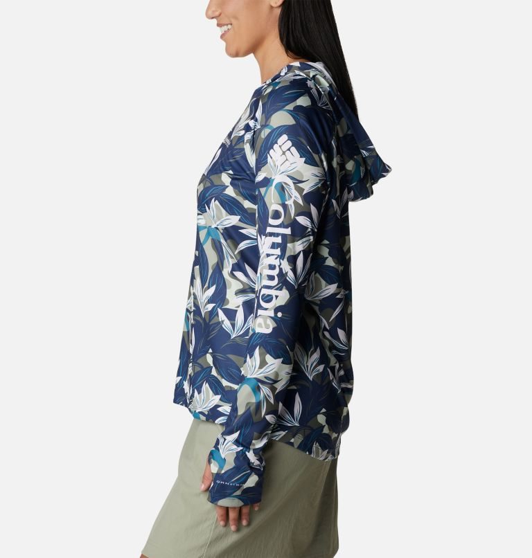 Women's Columbia PFG Super Tidal Tee Hoodie Flower | CA-HCA06