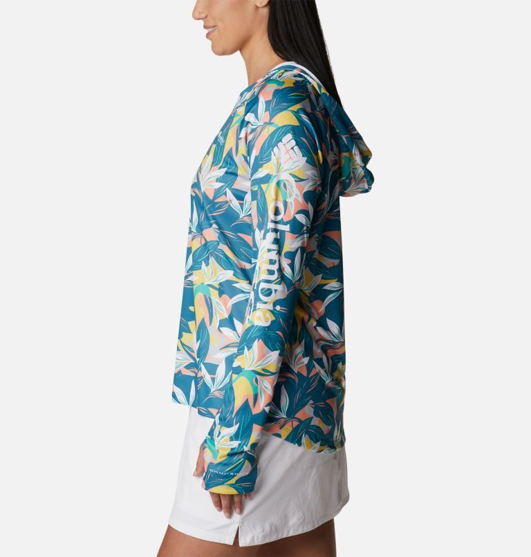 Women's Columbia PFG Super Tidal Tee Hoodie Flower | CA-MLC60