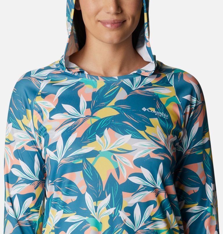 Women's Columbia PFG Super Tidal Tee Hoodie Flower | CA-MLC60