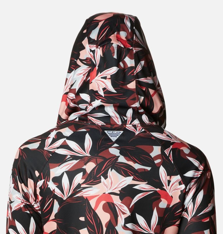 Women's Columbia PFG Super Tidal Tee Hoodie Flower | CA-QLA03