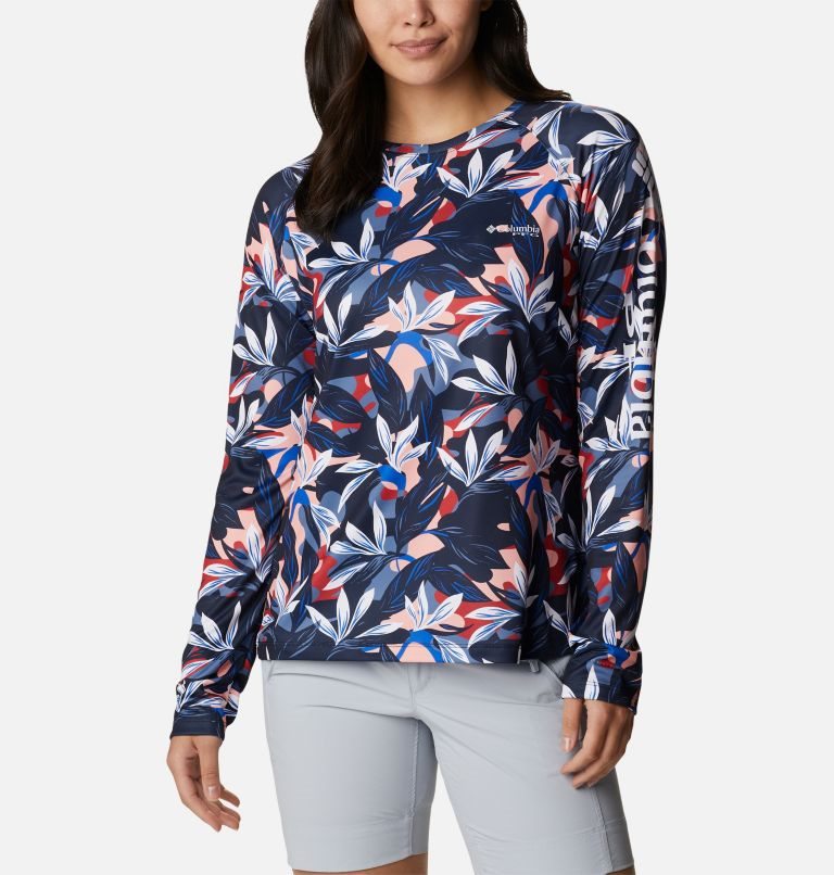 Women\'s Columbia PFG Super Tidal Tee Long Sleeve Sweatshirts Flower | CA-G5C84