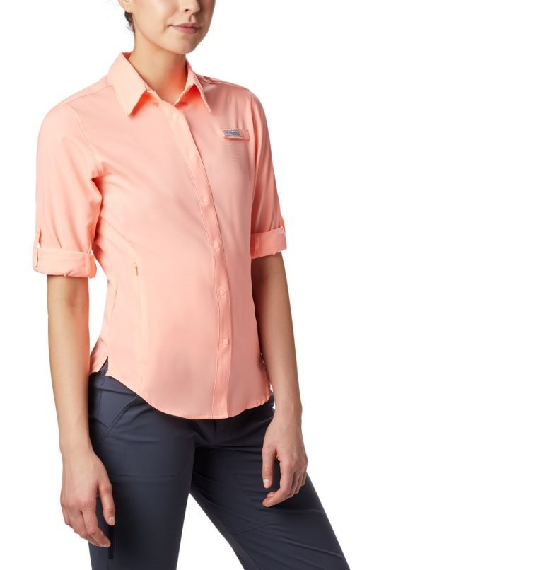 Women's Columbia PFG Tamiami II Long Sleeve Shirts Pink | CA-E8L10