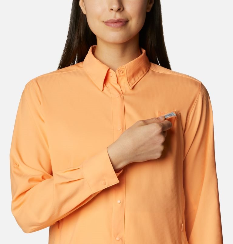 Women's Columbia PFG Tamiami II Long Sleeve Shirts Orange | CA-F1L85