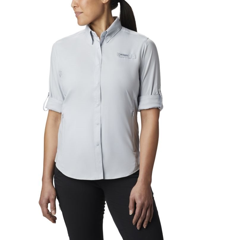 Women's Columbia PFG Tamiami II Long Sleeve Shirts Light Grey | CA-H56C8