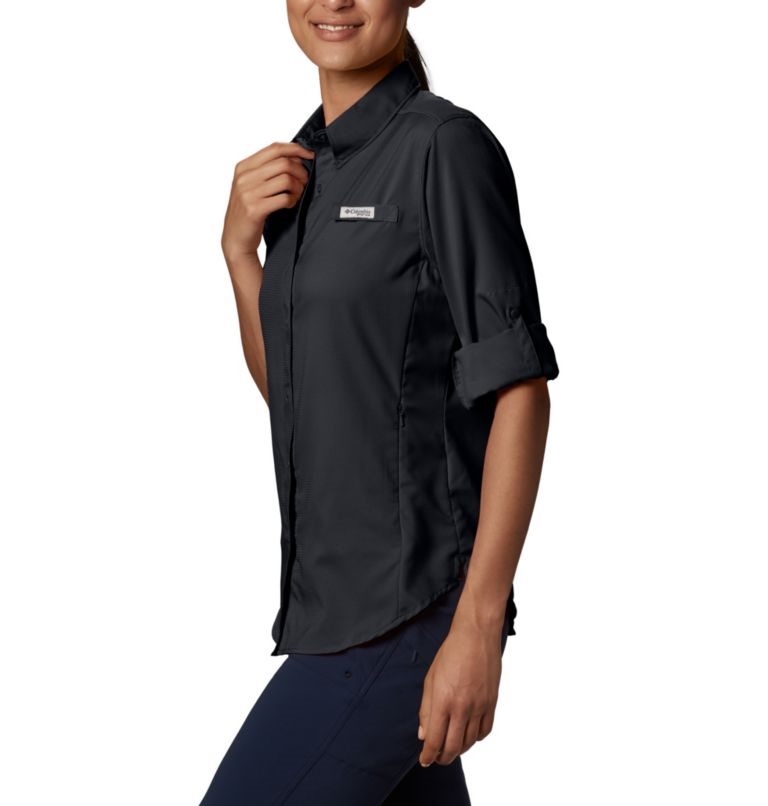 Women's Columbia PFG Tamiami II Long Sleeve Shirts Black | CA-K540A