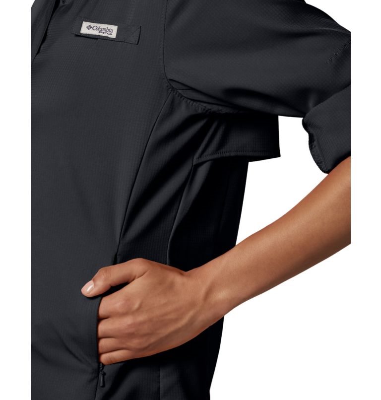 Women's Columbia PFG Tamiami II Long Sleeve Shirts Black | CA-K540A