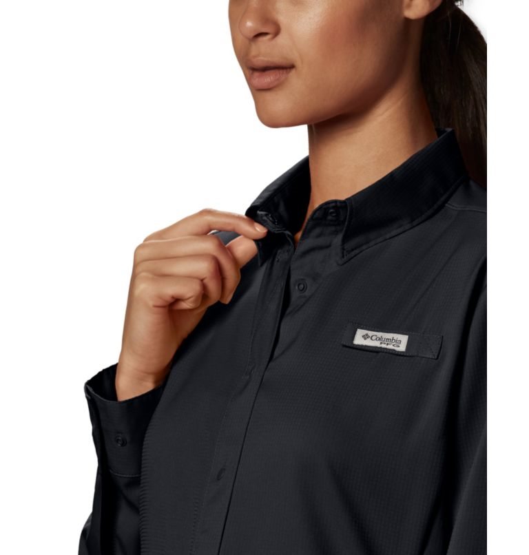 Women's Columbia PFG Tamiami II Long Sleeve Shirts Black | CA-K540A