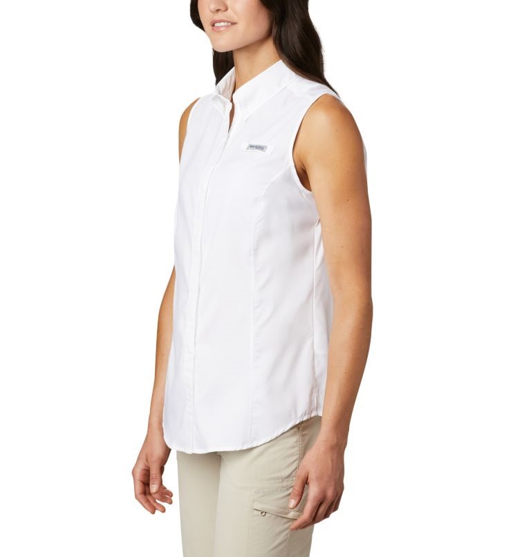 Women's Columbia PFG Tamiami Sleeveless Shirts White | CA-C1650