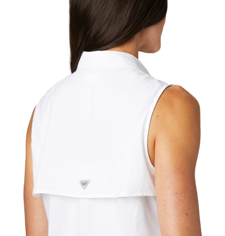 Women's Columbia PFG Tamiami Sleeveless Shirts White | CA-C1650