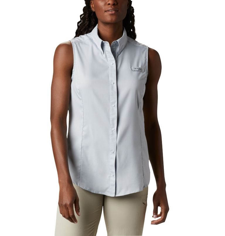 Women\'s Columbia PFG Tamiami Sleeveless Shirts Light Grey | CA-D58A4