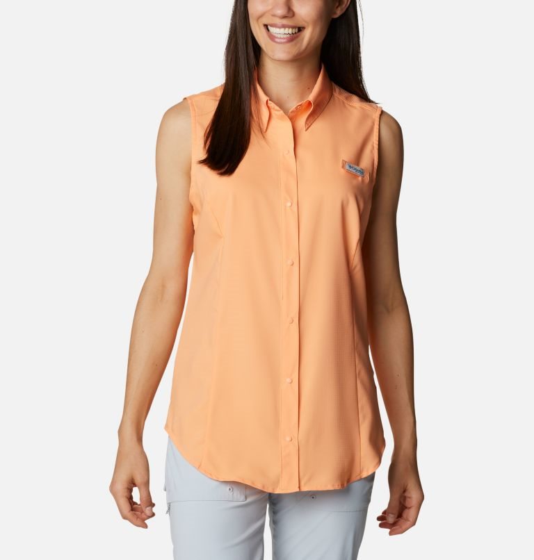 Women\'s Columbia PFG Tamiami Sleeveless Shirts Orange | CA-H5A03