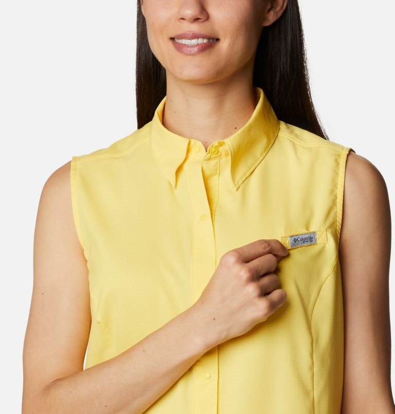 Women's Columbia PFG Tamiami Sleeveless Shirts Yellow | CA-I38AL