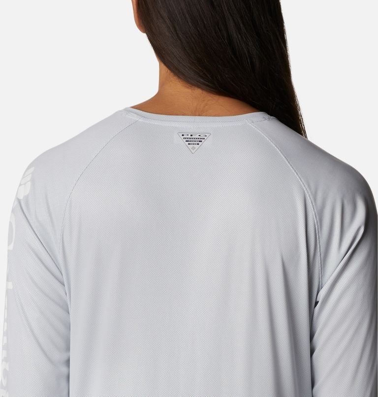 Women's Columbia PFG Tidal Deflector Long Sleeve Sweatshirts Light Grey | CA-EL14C