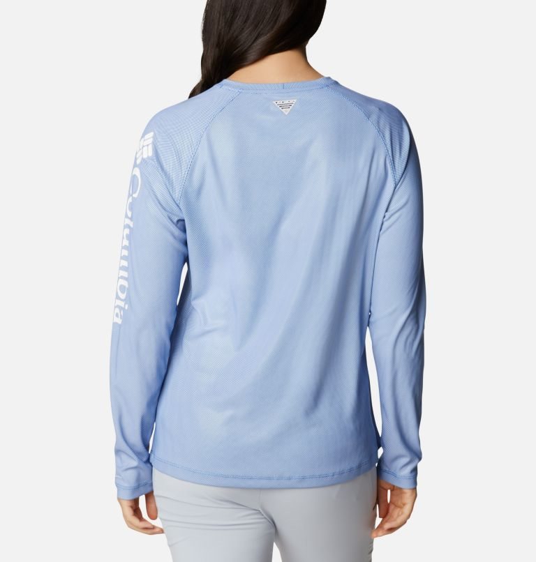 Women's Columbia PFG Tidal Deflector Long Sleeve Sweatshirts Light Blue | CA-Z56L3