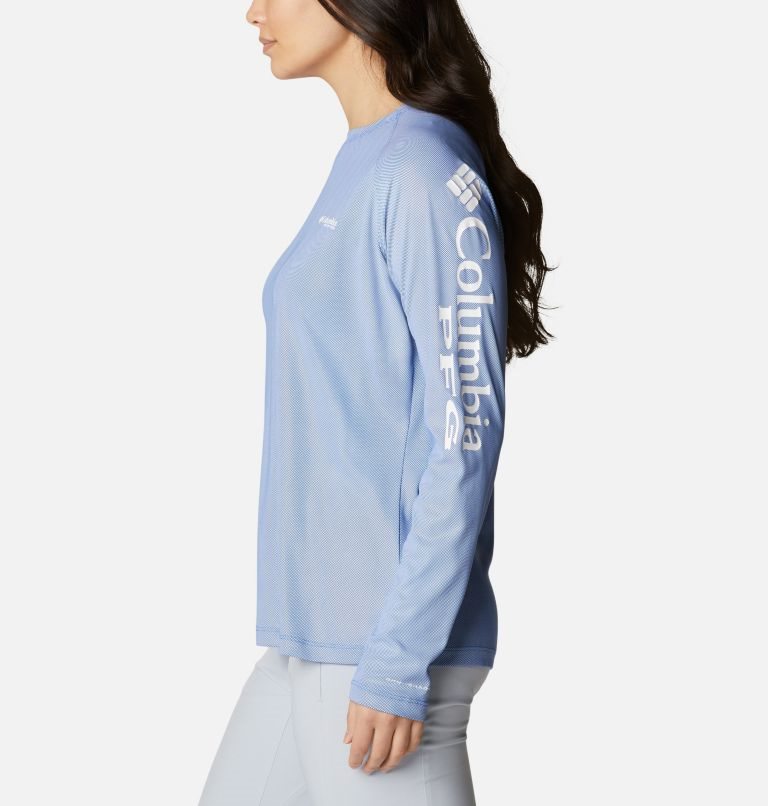 Women's Columbia PFG Tidal Deflector Long Sleeve Sweatshirts Light Blue | CA-Z56L3