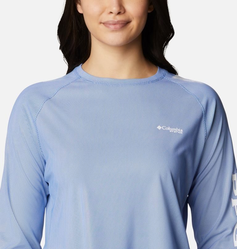 Women's Columbia PFG Tidal Deflector Long Sleeve Sweatshirts Light Blue | CA-Z56L3