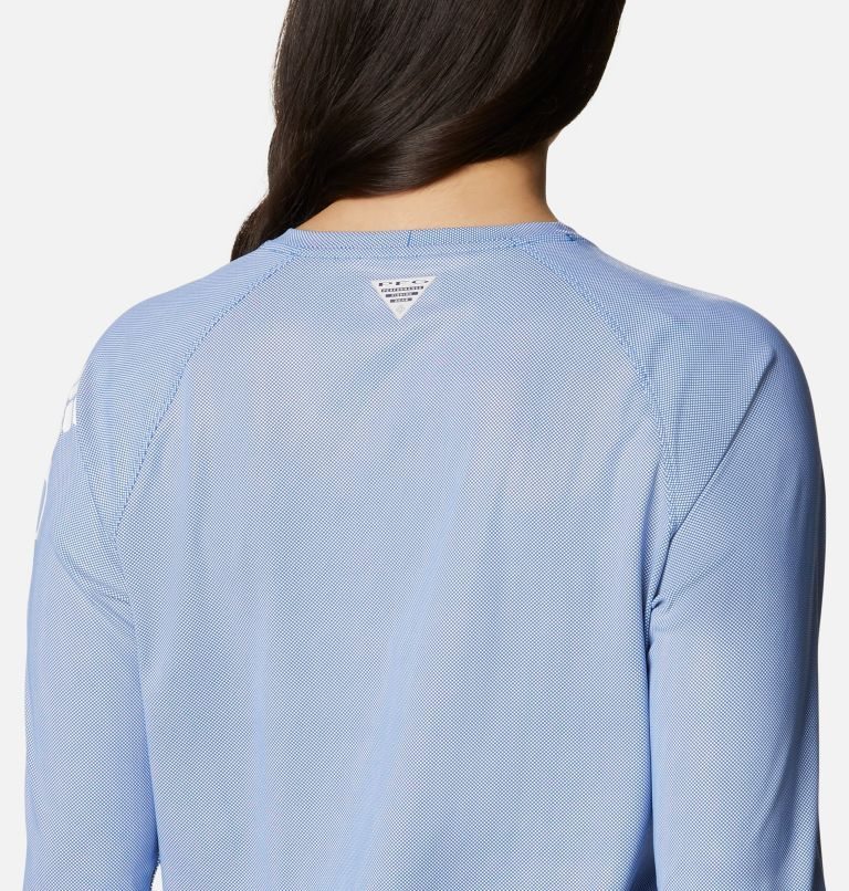 Women's Columbia PFG Tidal Deflector Long Sleeve Sweatshirts Light Blue | CA-Z56L3