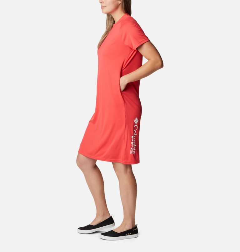 Women's Columbia PFG Tidal Tee Dress Red | CA-U8A40