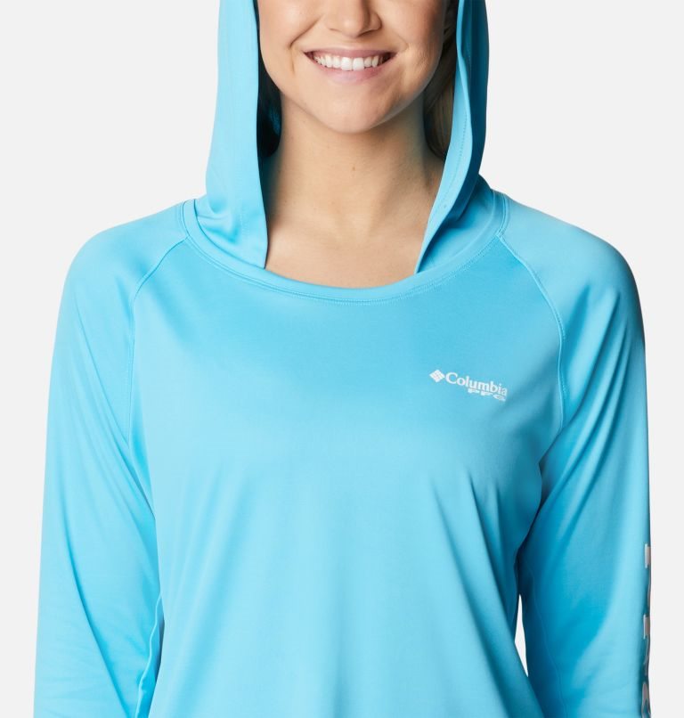 Women's Columbia PFG Tidal Tee Hoodie Blue | CA-GL058